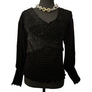 BB Dakota x Steve Madden Velvet Off Shoulder Smocked Top Whimsygoth Holiday Sz M